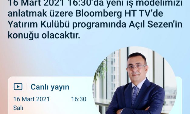 YÖNETİM KURULU ÜYEMİZ HAKAN KOCAMAN BLOOMBERG HT 16,30 DA YATIRIM KULÜBÜNDE